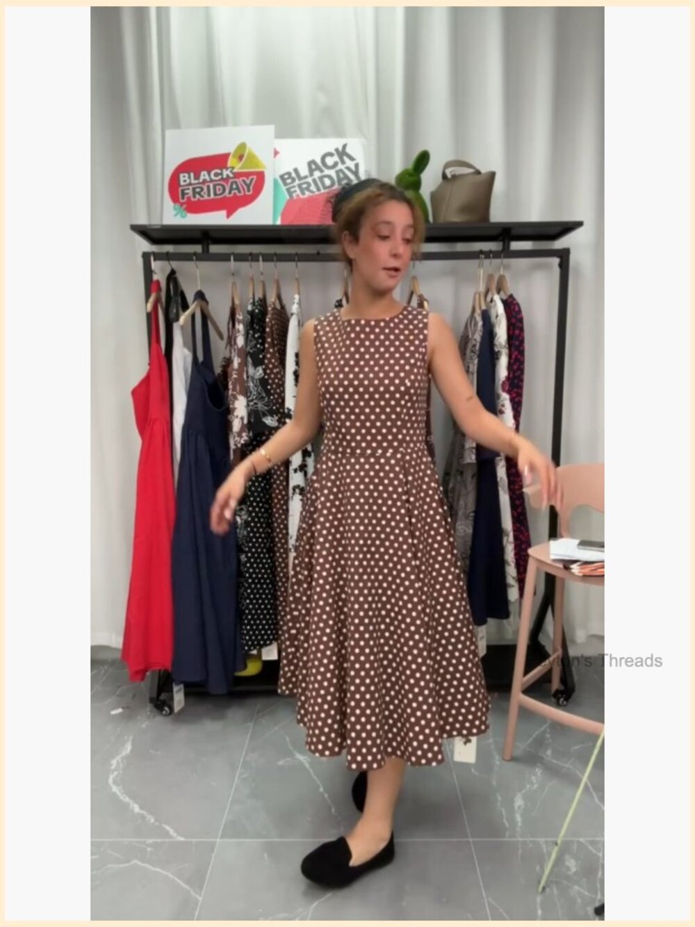 Sleeveless O-Neck A-Line Midi Swing Dress Zip Back - Picture 7 of 7